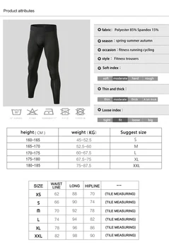 2019 Nye Style Mand Lange Leggings Bukser Fritid Kompression Bukser Base Lag Tights Motion Fitness Tøj