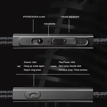 3,5 mm Metal Kabelforbundne Hovedtelefoner Subwoofer Kabel Headset HIFI DJ In-ear Hovedtelefon Med Mikrofon Til Xiaomi Huawei Smart Phone