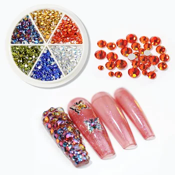480 Stk/kasse Søm Rhinestones Farverige Krystal Glas Flad Bund Øvelser DIY 3D Nail Art Dekoration Manicure Tilbehør