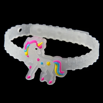 6stk/masse top kvalitet DIY PVC unicorn børne-armbånd silikone glød i mørke armbånd anime tegnefilm sports armbånd Gaver