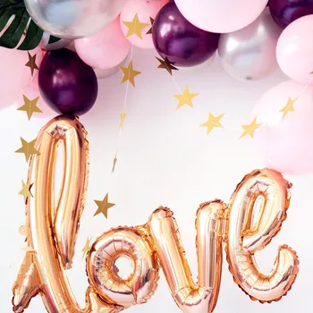 89pcs Rose Gold Kærlighed Ballon Guirlande-Kit Lyserød Stjerne Banner, Balloner Arch Baby Shower, Fødselsdag, Bryllup, Engagement Party Dekoration