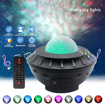 ALLOET Romantisk Farverige LED stjernehimmel Laser Projektor Lampe Bluetooth Stemme Fjernbetjening Musik Spiller Projektion Nat Lys