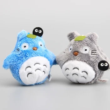 Anime Min Nabo Totoro nøglering Plys Legetøj Peluche Kawaii Rygsæk Vedhæng Blå Grå Kat Udstoppede Dyr Dukke, Kvinder, Børn Gave
