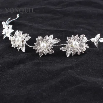 Brudepige Smykker, Hårpynt Luksuriøse Krystal Perle Mode Dobbelt Blomst Pandebånd Part Kvinder Tiara Hovedbeklædning Håret