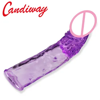Candiway genanvendelige penis udvide kondomer vibrator sleeve varig pik ring udvidelse sex legetøj til mænd Elsker spil