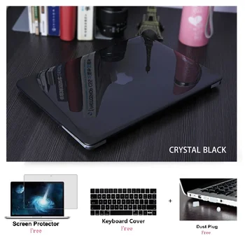 Crystal Laptop Case+Keyboard Cover+Tv Film+Støv Pulgs For Apple Macbook Air Pro Retina Touch Bar 11 11.6 12 13 15 15,4 inchs