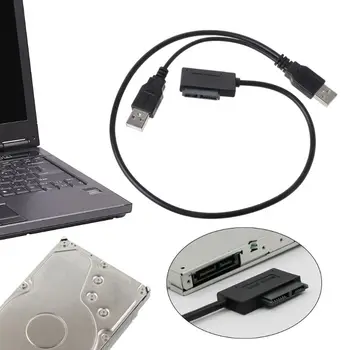 Dual USB 2.0 til 7+6-Pin Slimline Slank SATA Kabel-Adapter til Bærbare Laptop ULIGE
