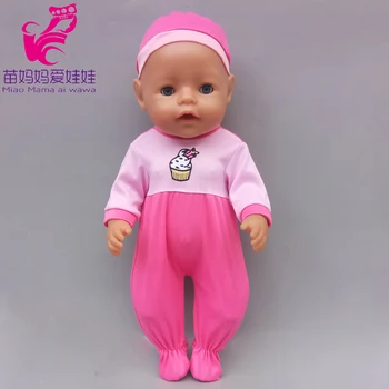 Dukke Kjole til 17 Tommer Baby Dukker Bomuld Pink Dots Kjole med Undertøj med Hat 18