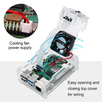 For Raspberry Pi 4B Akryl etuiet og Kameraet Tilfælde,køleplade, Ventilator, Micro-Hdmi Til Hdmi Kabel-Adapter Pi 4 B Tilbehør sæt