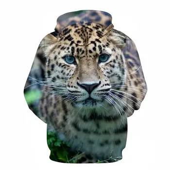 Foråret 2020 Nyeste Leopard Print Mænd Hoodie 3D Printet Løs Tynd dyr Hoodie Mode Afslappet Pullover