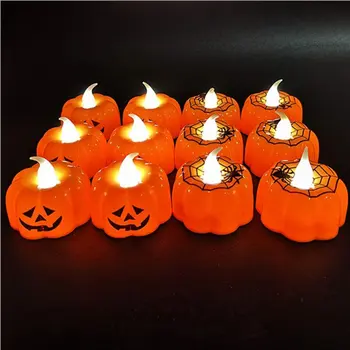 Halloween Prop Lys, Dekoration Lysende LED Candle Light Lille Nat Lys, Græskar Spider Form Lys