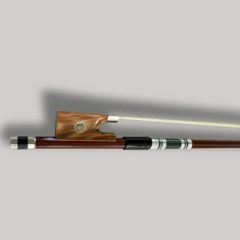 Høj Kvalitet 4/4 Brazilwood violinbue Udsøgte Hvide hestehår Violin Bow Ebony Håndværk Ox Horn Frog w/ Farvet Shell Bue