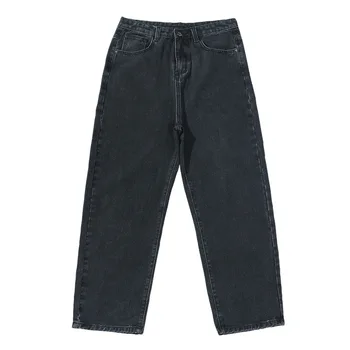Japanske herretøj Falde Ny Simpel, Solid Jeans til Mænd Vask Bred Løs Lige Bukser