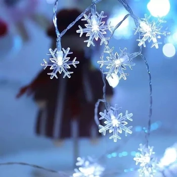 Julen LED-krans eventyr Snefnug, String Lys Christmas Tree Dekoration Ornament Jul Xmas Gave Happy New Year 2021