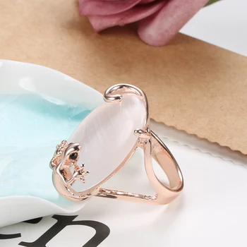 Kinel Vintage Stor Oval Opal Sten Ring For Kvinder 585 Guld Engagement Bryllup Smykker Bague Anel