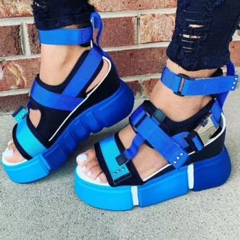 Kvinder Mix Farve Sandaler Ankel Rem, Kiler, Platform Hæl Peep Toe Spænde Mode For Unge Sommeren 2020 Damer Sko Shoes De Mujer