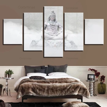 Lærred Til Væg Kunst Plakat Stue Home Decor 5 Stykker Af Hinduistiske Guder Herren Shiva Malerier Modulære Hd Udskriver Hinduisme Billeder, Dekoration