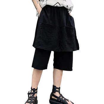 M-XL!!Sommeren mørk multi-lomme design mænds falske to løse casual bukser hår stylist nederdel bukser ungdom fem bukser .