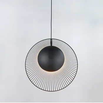 Moderne minimalistisk sort maling strygejern LED-belysning enkelt lysekrone Nordic living room decoration E27 pære hængende lampe 450mm