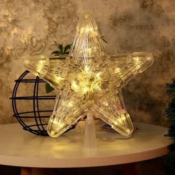 Night light LED 3D Christmas Tree Top lampe Lysende Stjerne Lys Batteri Box Pentagram Nat lampe Jul Topper lampe Dekoration