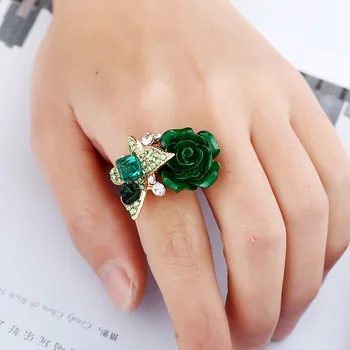 Nye 6-farve harpiks Krystal-Sommerfugl i Rose Gold justerbar kvindelige bryllup fashion statement ring