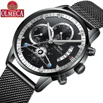 OLMECA Fashion herre ure top mærke luksus relogio masculino Mænd Watch Chronograph casual Mandlige Mekaniske Armbåndsure-Dato-Ur