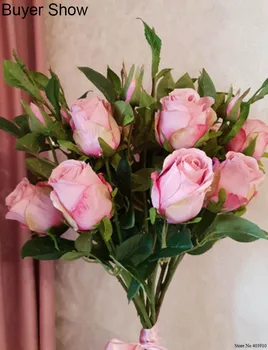 Smukke Nye rose gren kunstige blomster, silke 3 hoveder roser til bryllup, boligindretning falske flores fleur artificielle