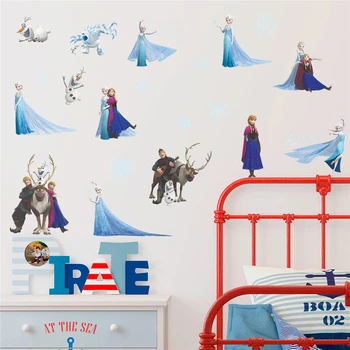 Tegnefilm Frosne Prinsesse Wall Stickers Til Børn Værelser Soveværelse Home Decor Disney Vægoverføringsbilleder Pvc Vægmaleri Kunst Diy-Plakater