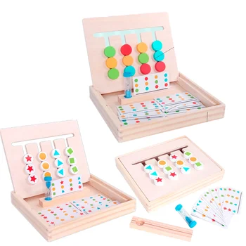 Træ-Uddannelse, Tænker Legetøj 4 Farver Matchende Form Sortering Montessori Logik Puslespil, Legetøj AN88