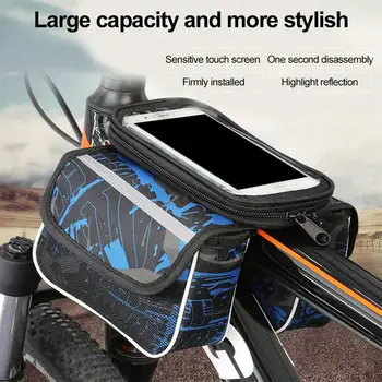Vandtæt cykel slange bag på rammen, ridning taske, touch skærm, mobiltelefon sæde, cykel sadel taske, stor kapacitet