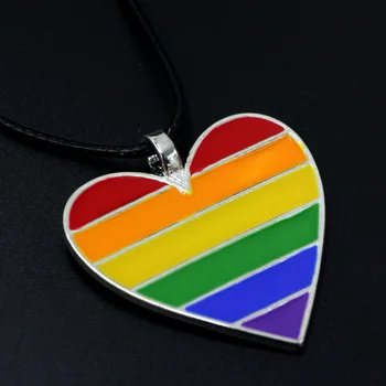 Youe skinnede Rainbow Stolthed Hjertet Gay Lesbian LGBT Pride Tin Halskæde