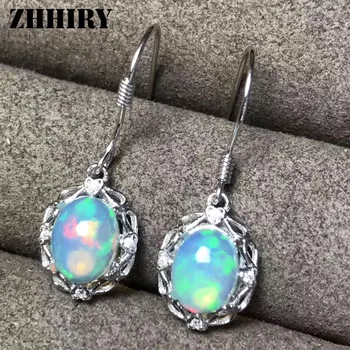 ZHHIRY Ægte, Naturlig Ild Opal 925 Sterling Sølv Dråbe Øreringe Til Kvinder Gemstone Eardrop Fine Smykker