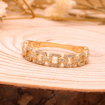 0.22 ctw Runde Cut Naturlige Ægte Diamant Engagement Bryllup Band Solidt Fast Gul Guld 14K Fine Jorden Diamant Naturlige
