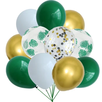 11 stykker af en jungle tema ballon metal latex konfetti ballon, grøn, pink, gul ballon kit fødselsdag, julefrokost dekoration