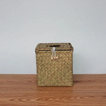 2 Pack-Pladsen Havgræs Facial Tissue Box - Dekorative Vævet Papir Serviet Holder Dispenser - Halm Væv Dæksel
