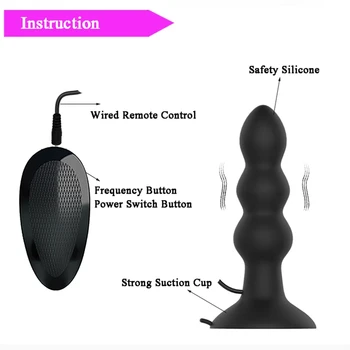 2021 Nye Kraftfulde Vibrerende Plug Vibrator Kabelforbundet Fjernbetjening Massageapparat Fornøjelse Butt Stimulation for Mænd, Sex Legetøj