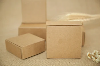 20pcs 9.5*9.5*3.5 cm Brun Kraftpapir Boks Til Slik/mad/bryllup/smykker Gave Box Emballage Vise Bokse Diy Halskæde Opbevaring