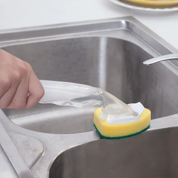 2Pack Køkken rensebørste værktøjer lange håndtag rensebørste med aftagelig børste, svamp dispenser opvask børste sæt