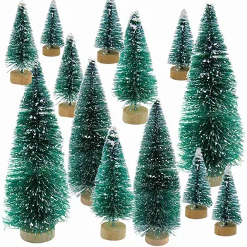 34 Pc ' er, Mini juletræ Sne, Frost Lille Fyrretræ DIY Håndværk Desktop Dekoration julepynt Træ Dekorationer