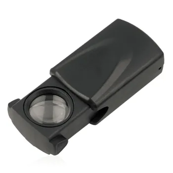 35x22mm 10X Mini Pocket Sort Mikroskop LED fold eye Smykker Lup Trække Type Smykker Lup med LED Lys Smykker Lup