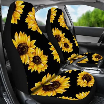 6/10stk 3D sædebetræk Universal Auto Solsikke Print Sæde Tilfælde Polyester Fiber Bil Dekoration Protector Mat Pad Tilbehør
