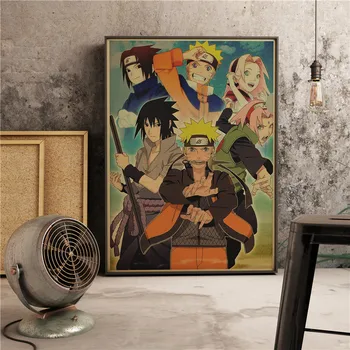 Anime Naruto Tegnefilm tegneserier Plakat Bar Kids Room Home Decor Naruto Retro Kvalitet Lærred Maleri Kunst, Indretning og Wall Decor