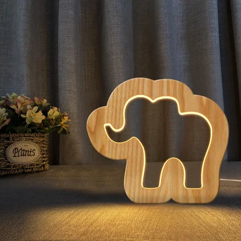 Buttlefly Elefant Sneglen Ghost Nyeste Animalske Figur Træ-3D LED Nat Lys Varm Hvid Nyhed Kid Soveværelse Nye bordlampe