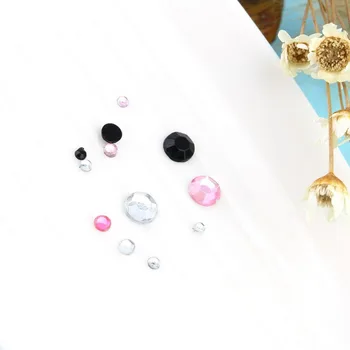 HOT 3D nail smykker Akryl Nail Art Dekoration 4 Størrelser Sort Hvid Pink Rund Hjul Diy Glitter og Rhinestones For Søm charme Værktøj