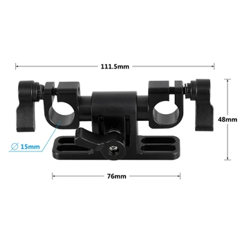 Justerbar 15mm Dobbelt Rod Klemme med 360 Drejelig Stang Adapter til LWS Stang Support System Kamera Rig