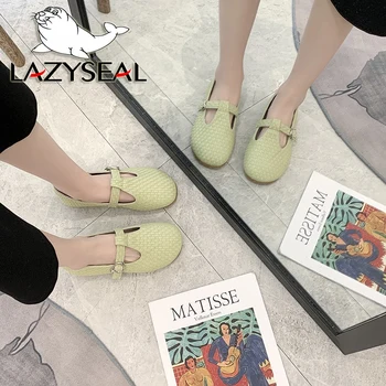LazySeal 2021 Foråret Lejligheder Kvinder Sko Flad Hæl Loafers Spænde Moccasin Ballerinasko Sko Til Kvinder Stor Størrelse 43