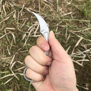 Mini Bærbare Camping Knive 440C Stål klo Overlevelse Kniv Sten Vasket Faste Blade Karambit Kniv Med Skede K