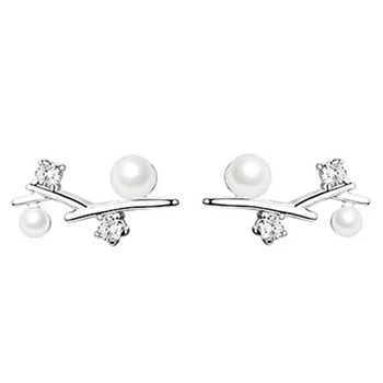 Nye Friske Blomster Perle af Høj kvalitet Zircon Øreringe Enkle Grene Stud Øreringe Smykker Damer Temperament Mode Smykker