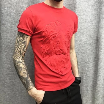 Nye mænd i høj kvalitet 3d-korte ærmer bomuld personlig slanke design T-shirt