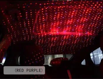 NYE USB Bil Indvendige LED-Lys Atmosfære stjernehimmel Lampe Star Projektor Lys Dekorativ Lampe Rød + Lilla Lys